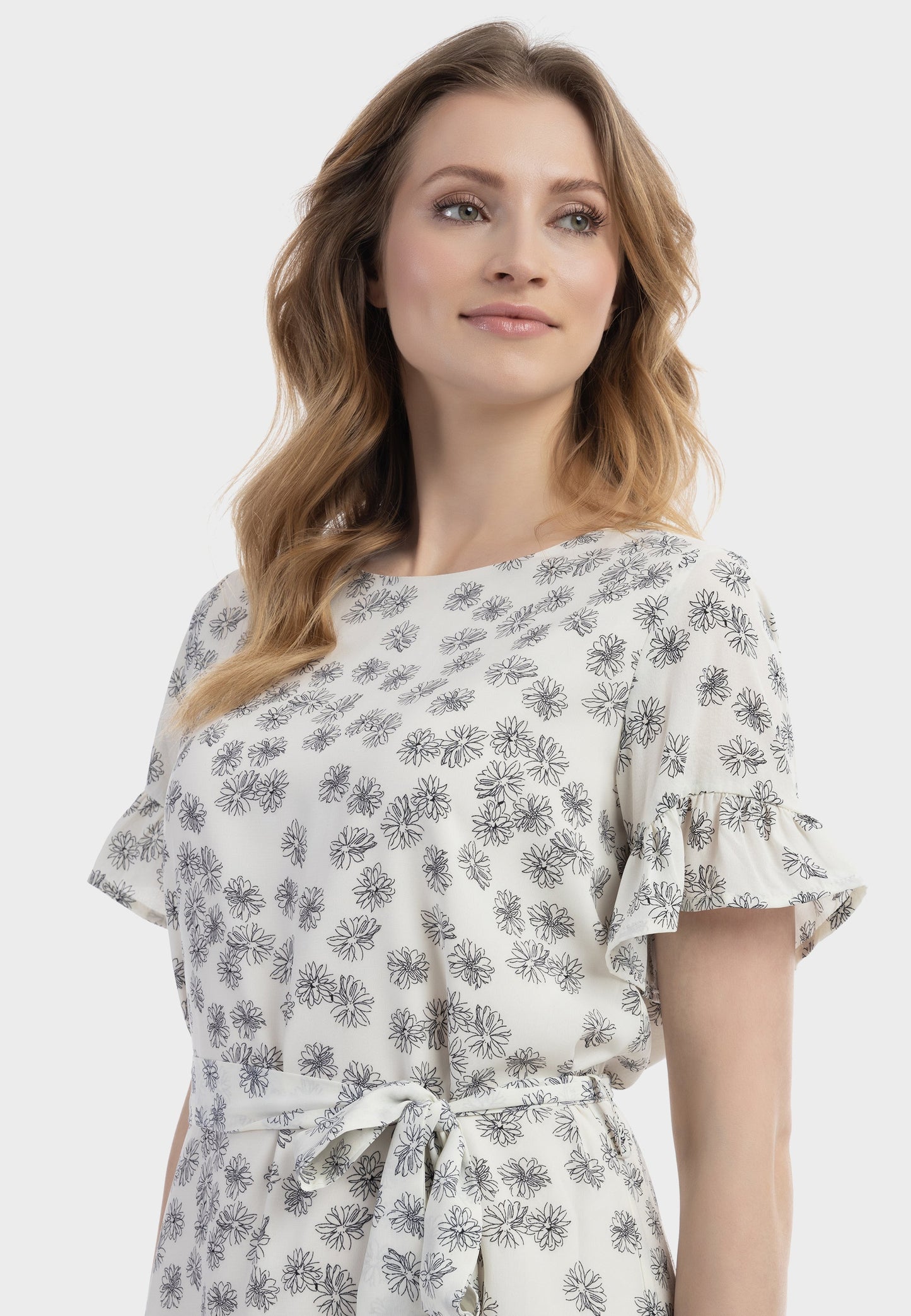 Usha Women's Midi Dress With Ruffles