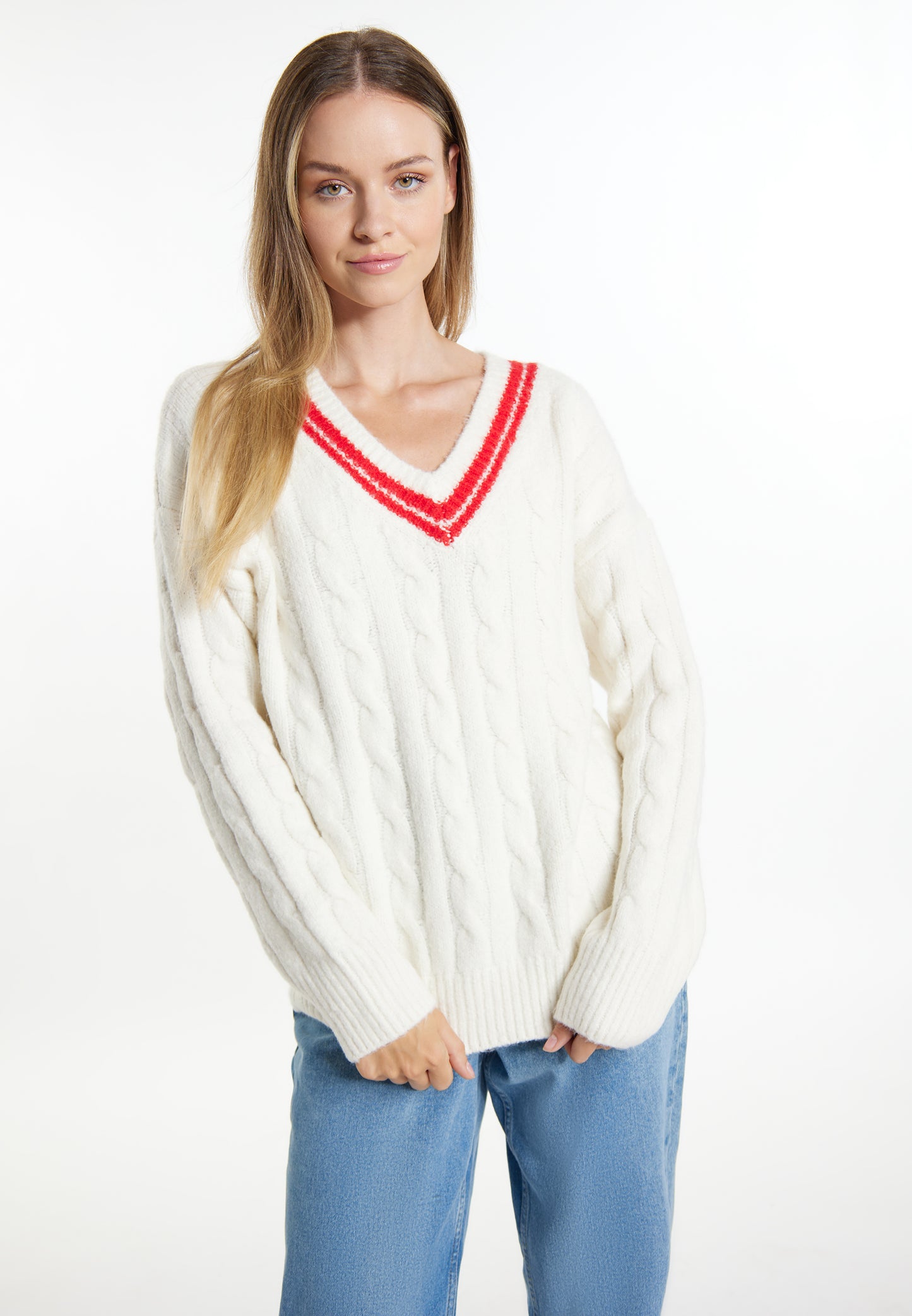 DreiMaster Maritim Kobiety sweter dziany + zestaw torba na zakupy