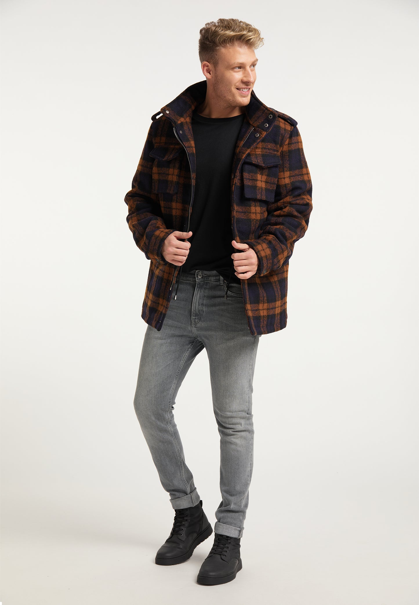 Mo Męska Kurtka w Kratę