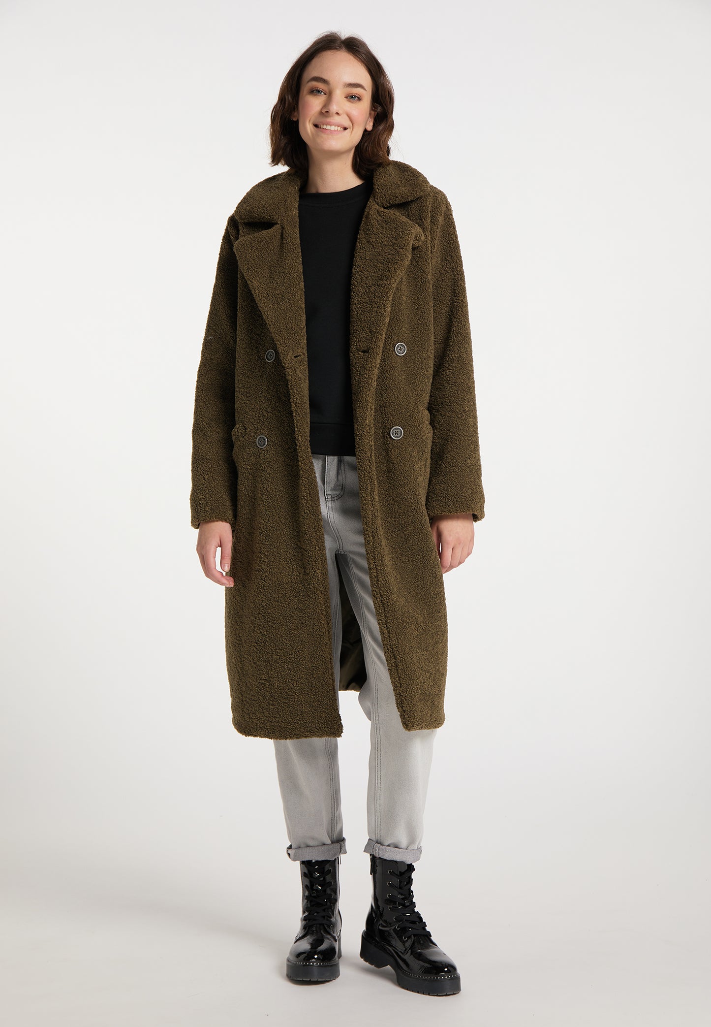 myMo Kobiety płaszcz z sztucznego kożucha