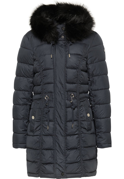 Usha Women's Quilted Coat With Faux Fur