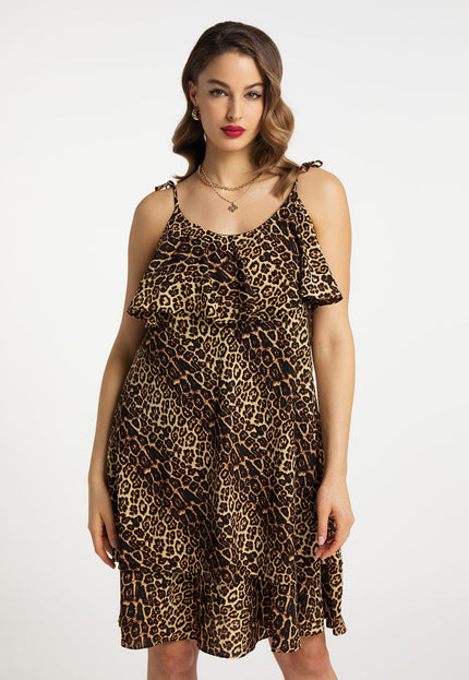 Faina Women's Dress With Leopard Print