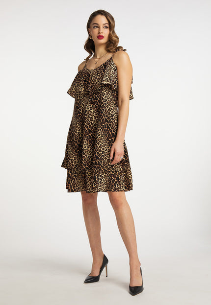 Faina Women's Dress With Leopard Print