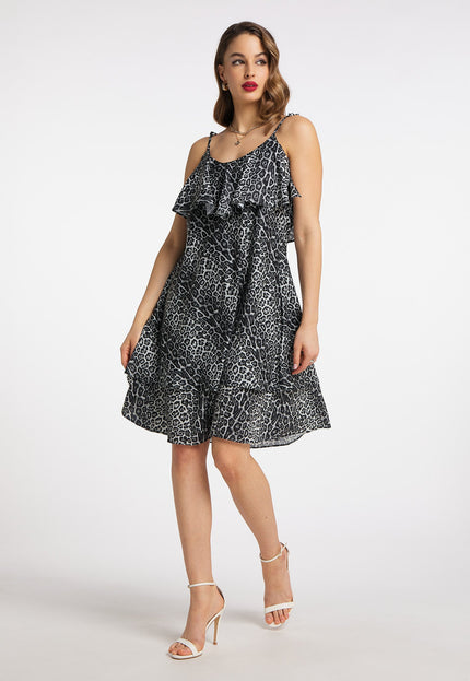 Faina Women's Dress With Leopard Print