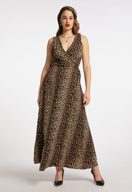 Faina Women's Maxi Dress With Leopard Print