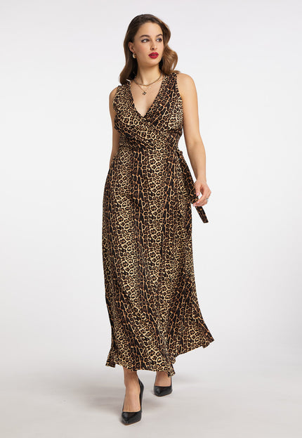 Faina Women's Maxi Dress With Leopard Print