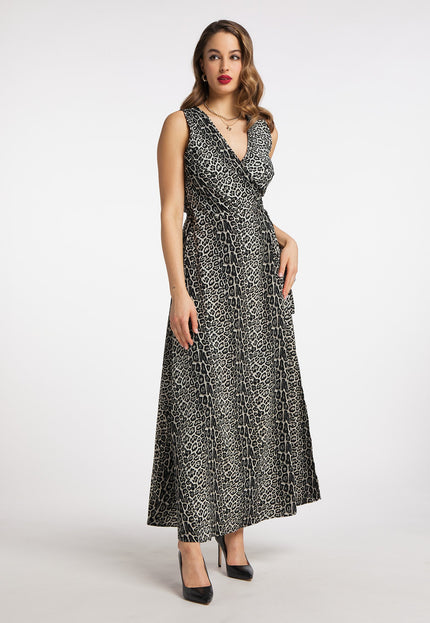 Faina Women's Maxi Dress With Leopard Print