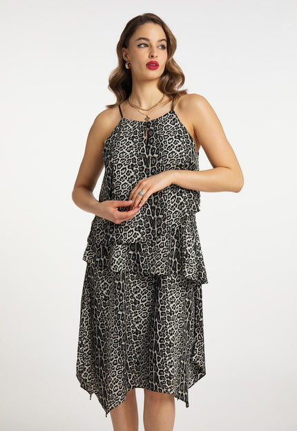 Faina Women's Dress With Leopard Print