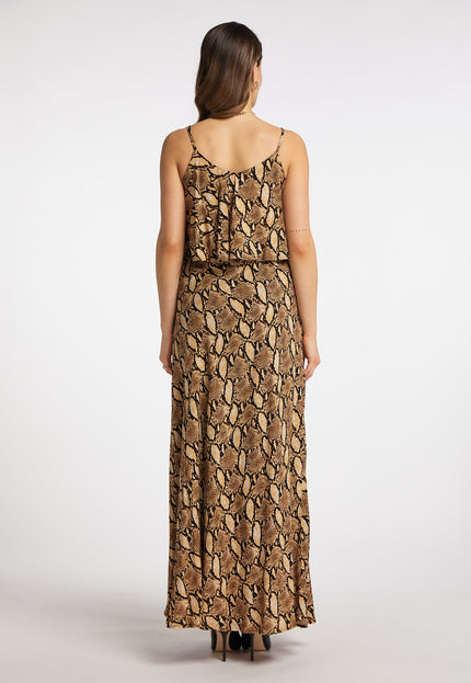 faina Damen's Schlangenprint Maxi Kleid