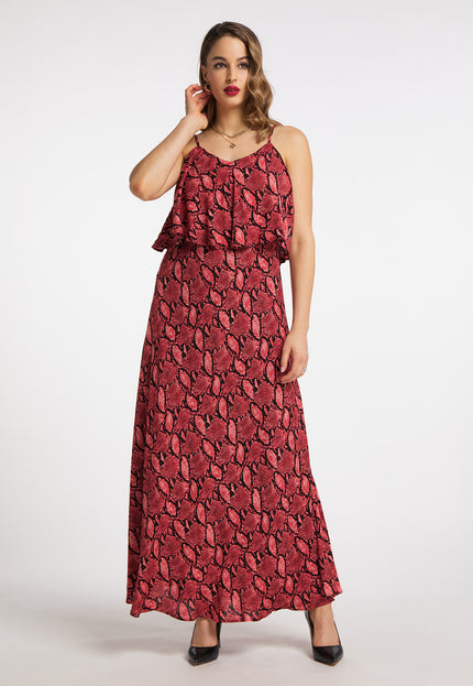 faina Damen's Schlangenprint Maxi Kleid