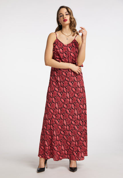 faina Damen's Schlangenprint Maxi Kleid