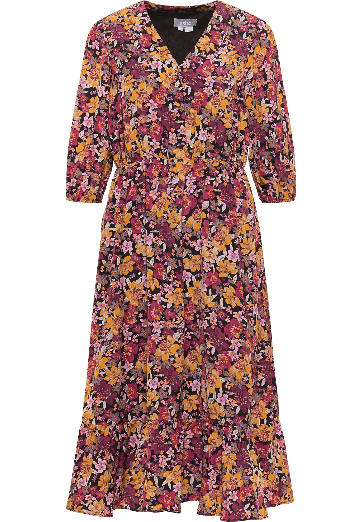 usha Women's Floral Print Midi Dress