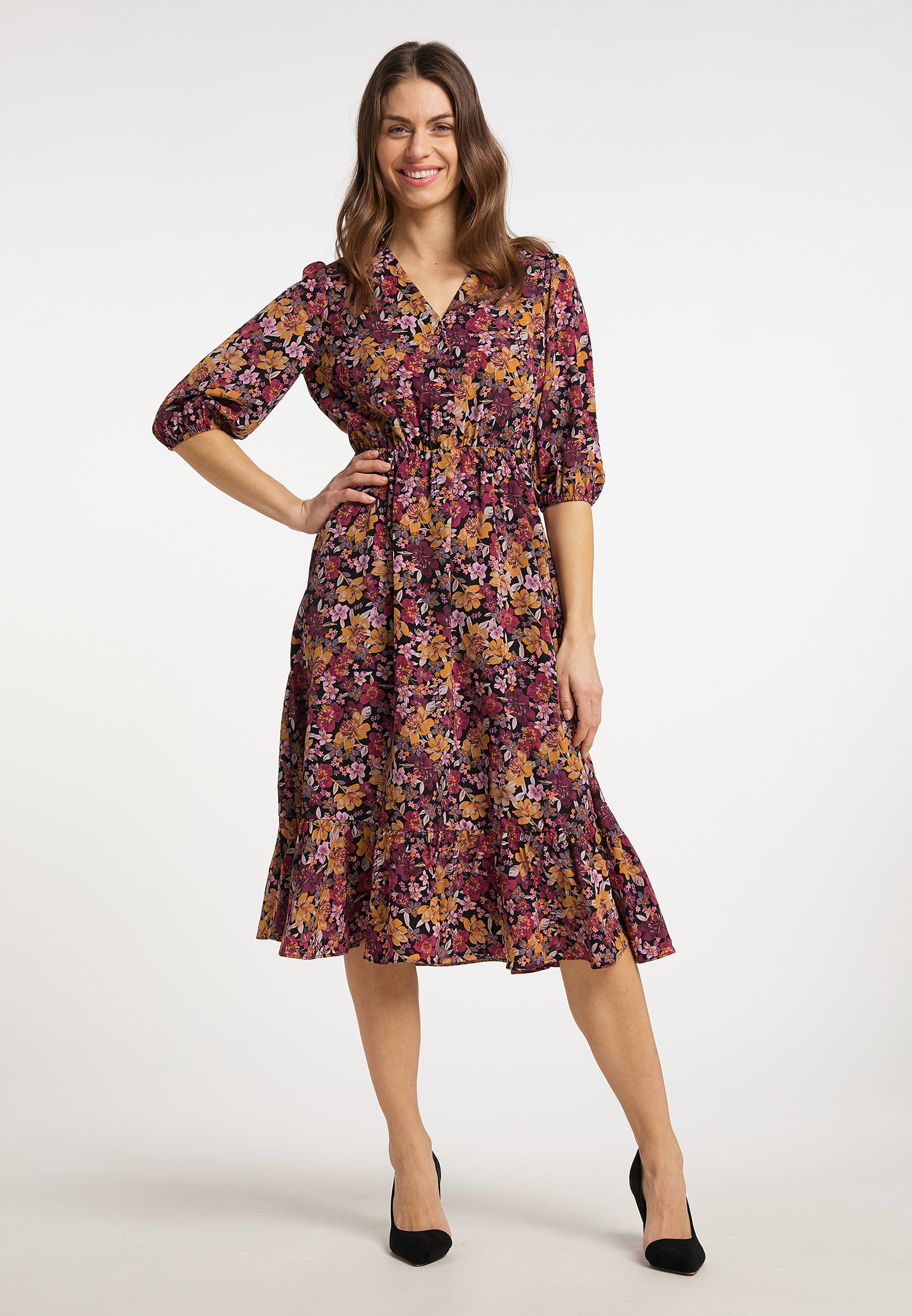 usha Women's Floral Print Midi Dress