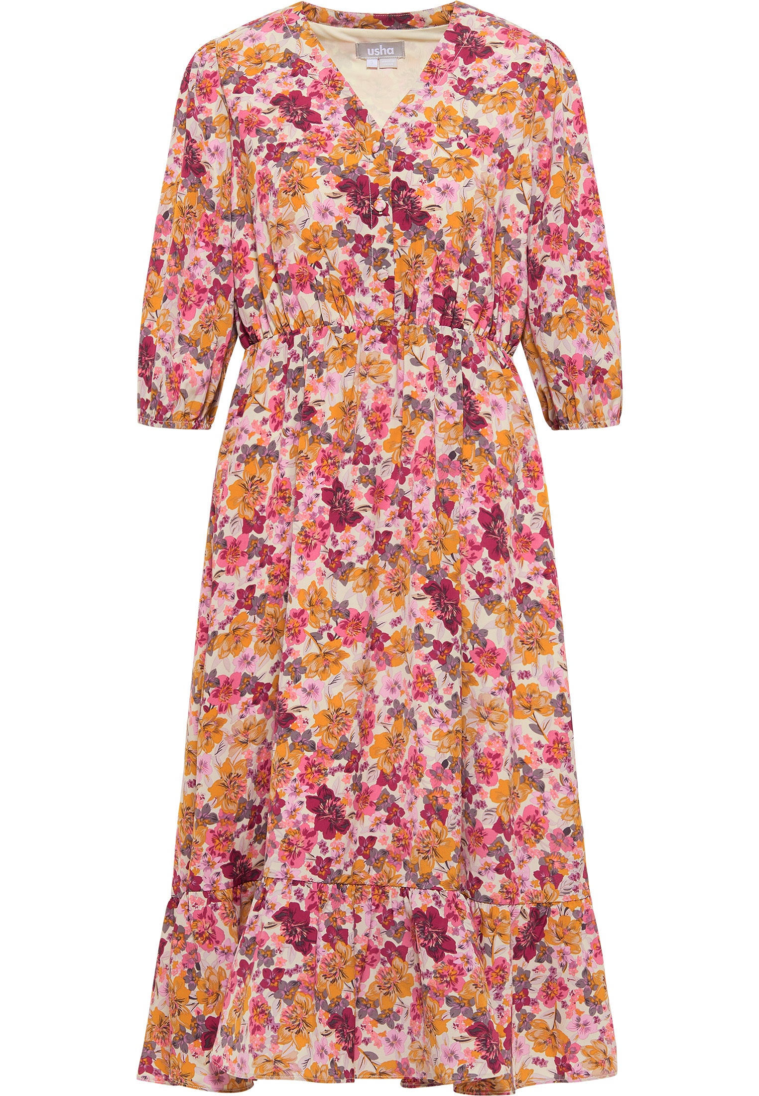 usha Women's Floral Print Midi Dress
