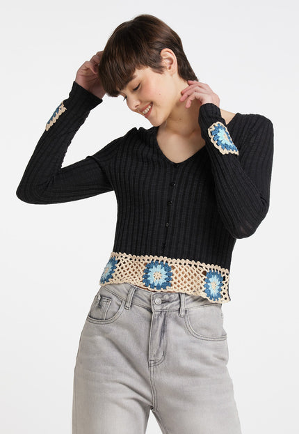 Mymo Women's Sweater With Crocheted Waistband