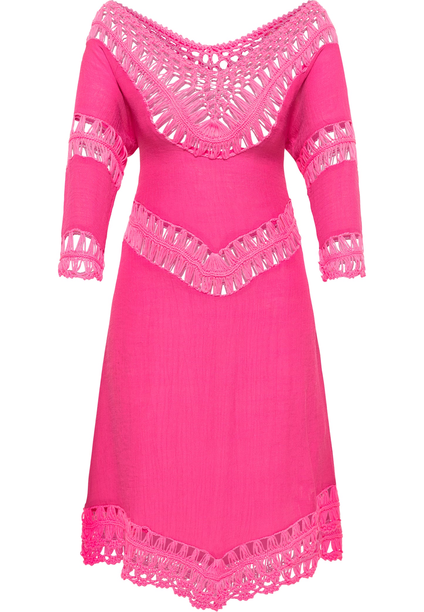 IZIA Women's Tunic Dress Mini With Crochet Part