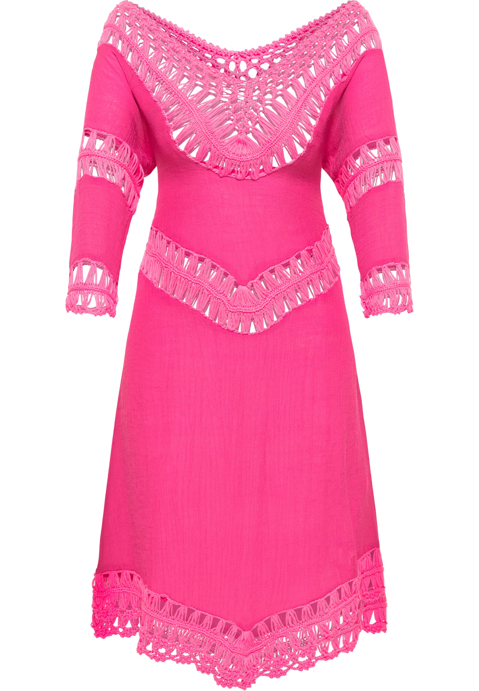 IZIA Women's Tunic Dress Mini With Crochet Part