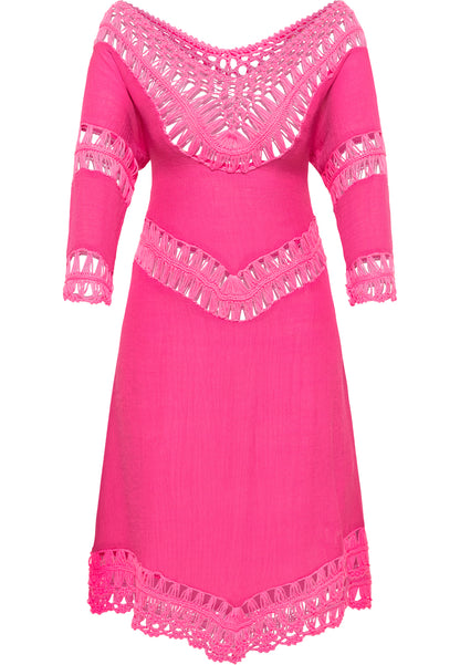 IZIA Women's Tunic Dress Mini With Crochet Part