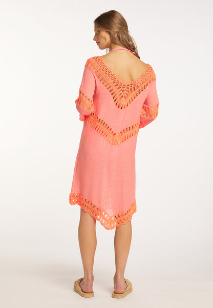 IZIA Women's Tunic Dress Mini With Crochet Part