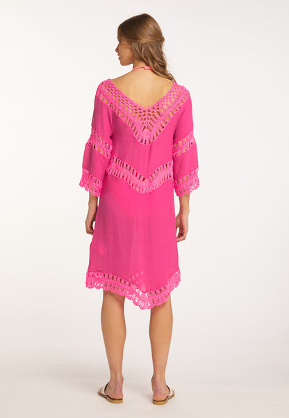IZIA Women's Tunic Dress Mini With Crochet Part