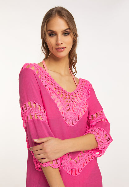 IZIA Women's Tunic Dress Mini With Crochet Part