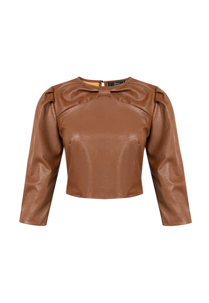 Faina Women's Faux Leather Blouse