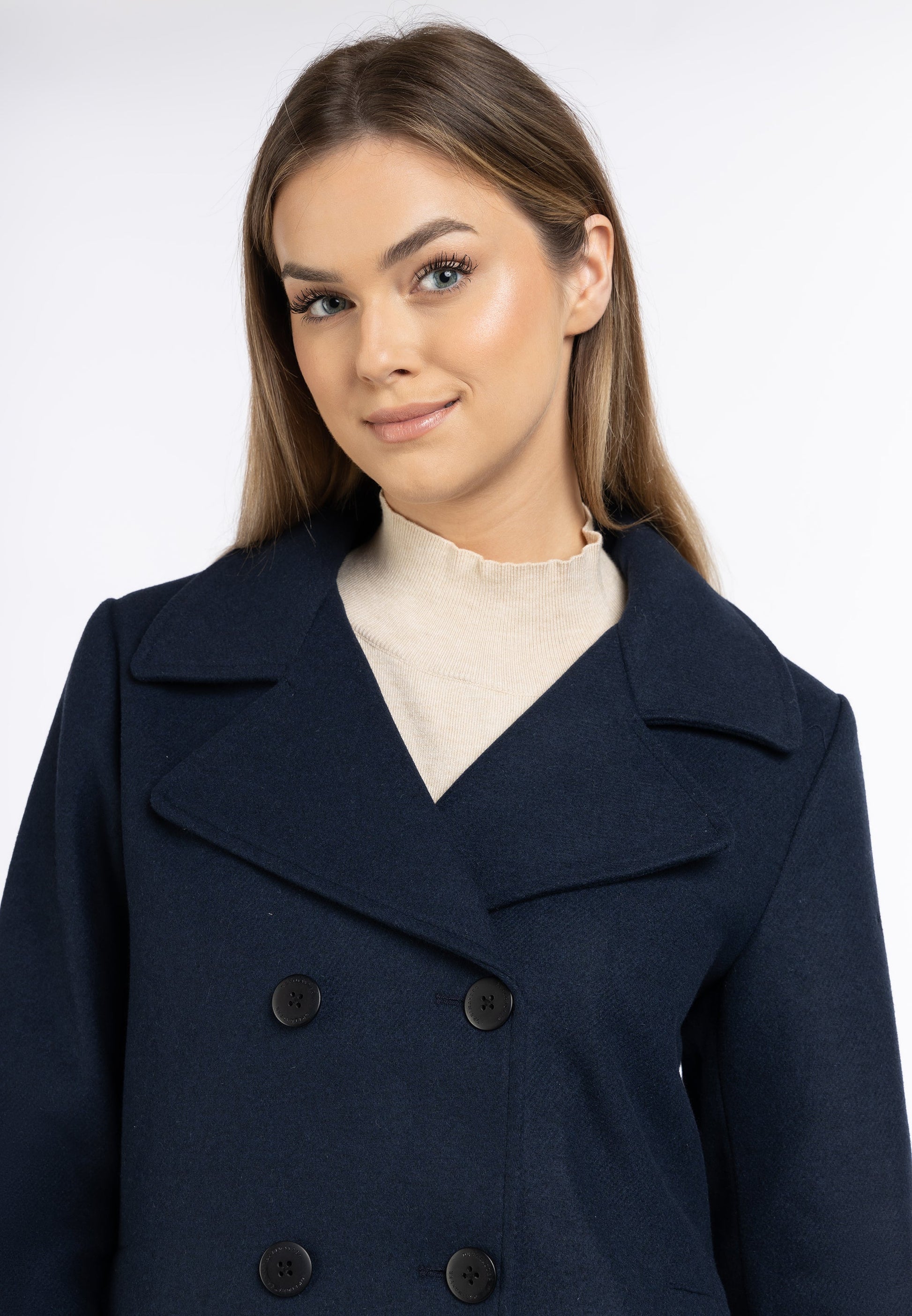 Dreimaster klassik Women's Transitional Pea Coat Made Of A Wool Blend