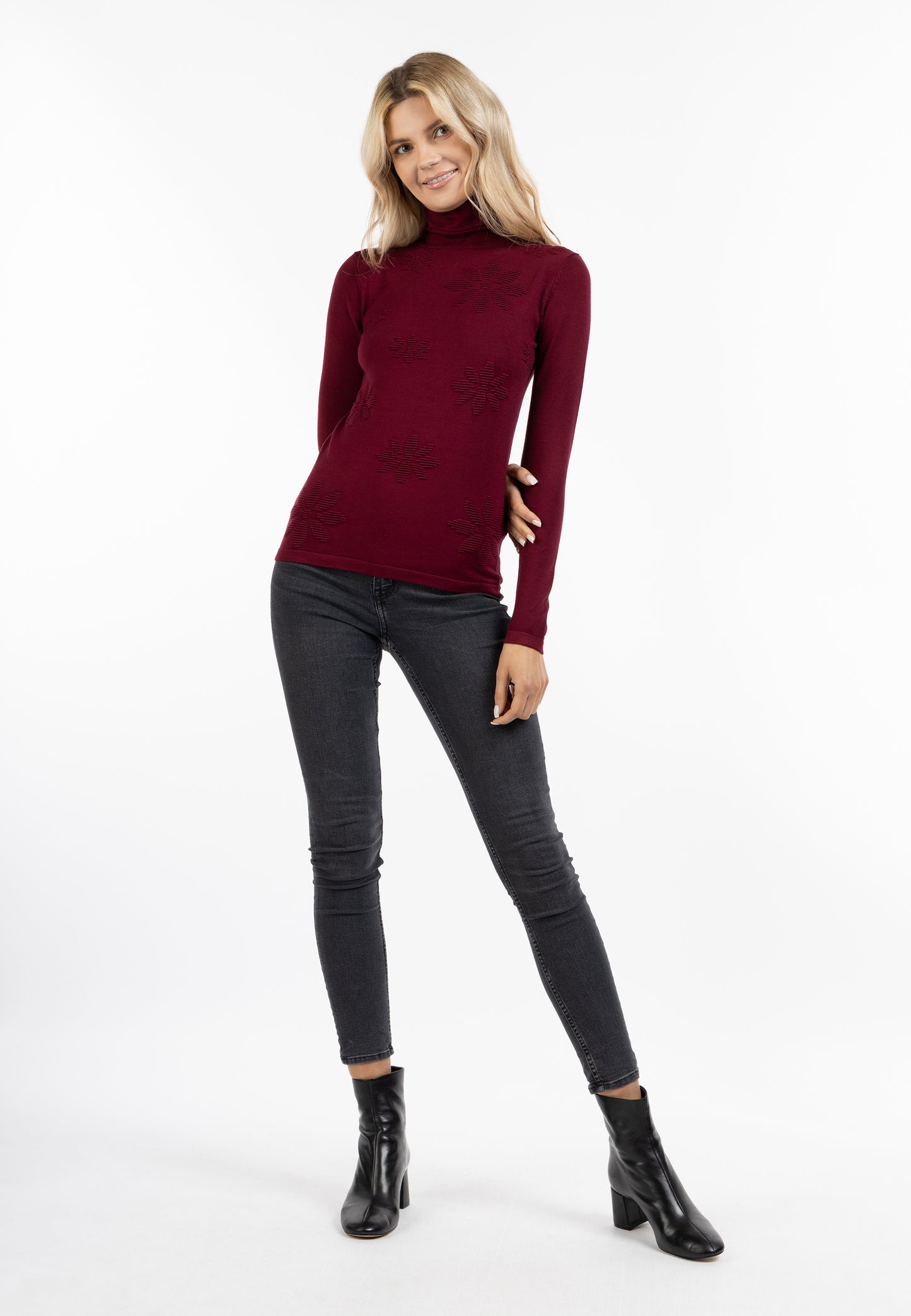 usha Women's Turtleneck Knitted Sweater