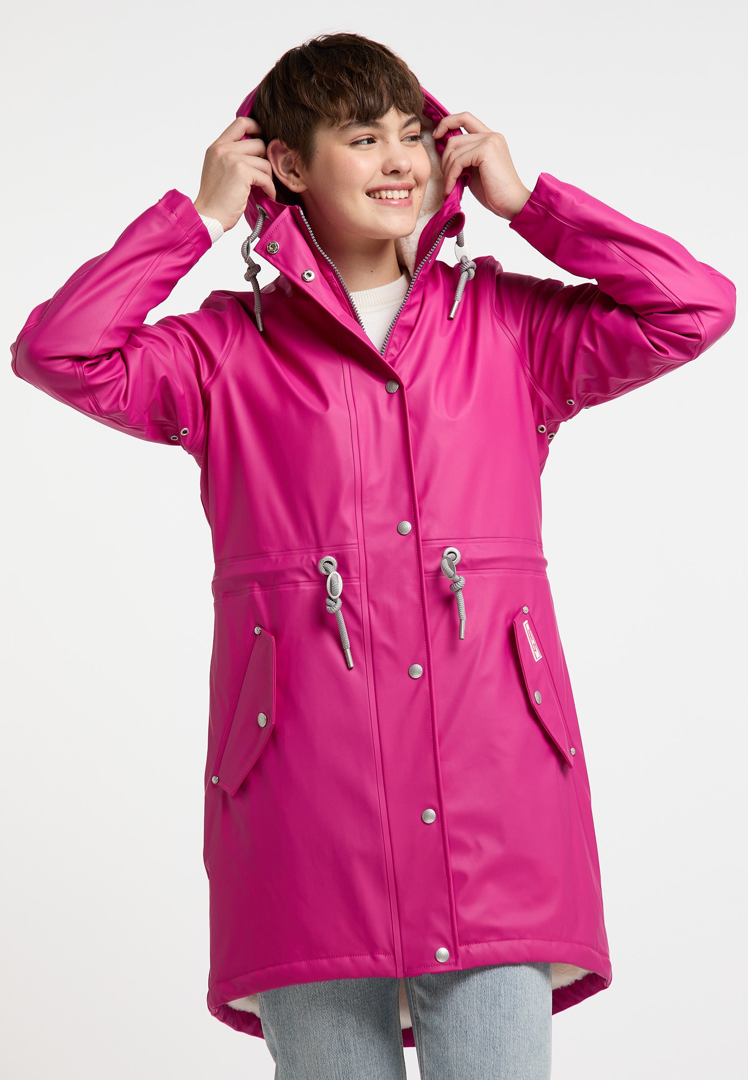 myMo Women's Raincoat With Faux Fur Lining