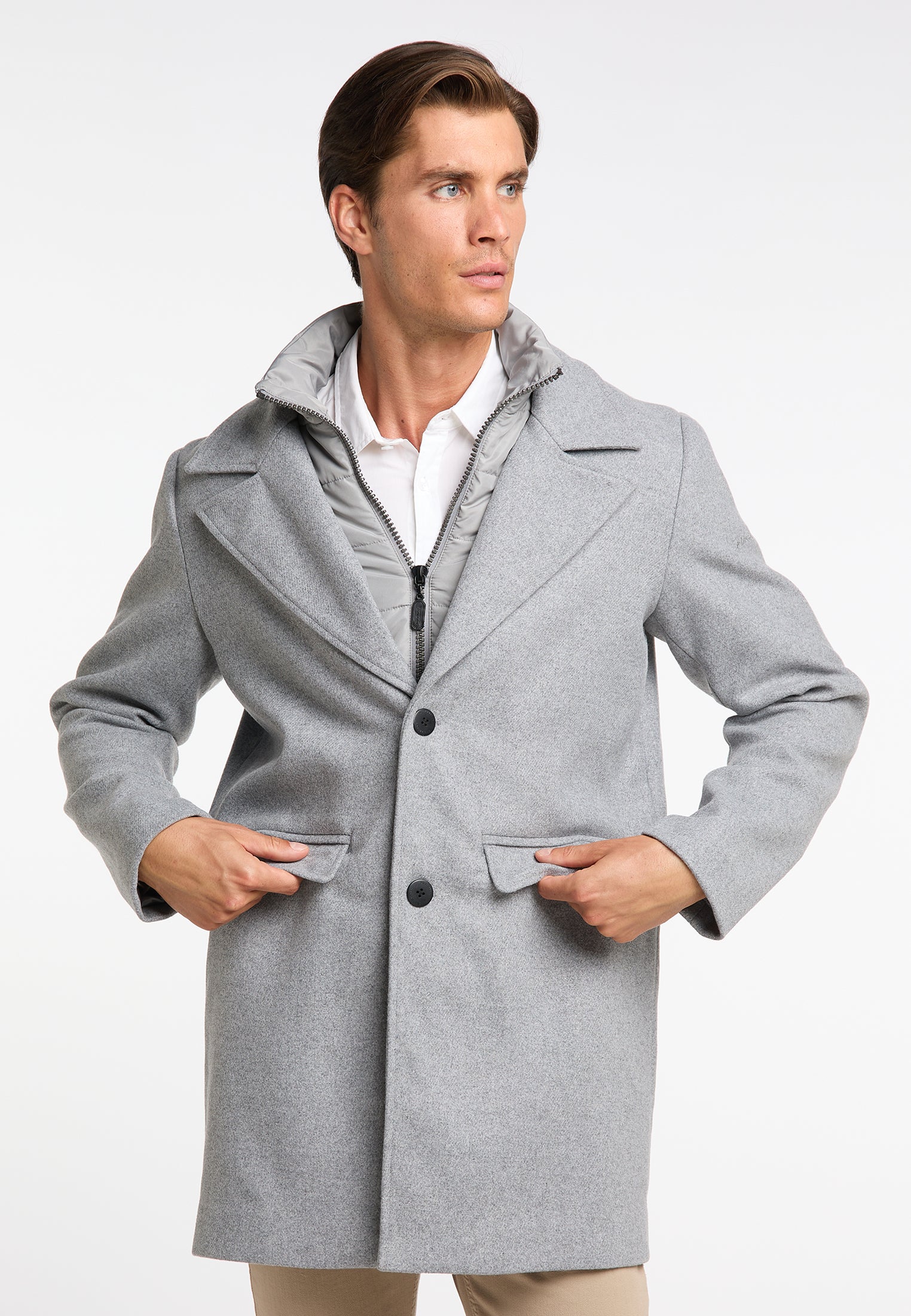 DreiMaster Klassik Men's Transitional Coat Made Of Wool Blend