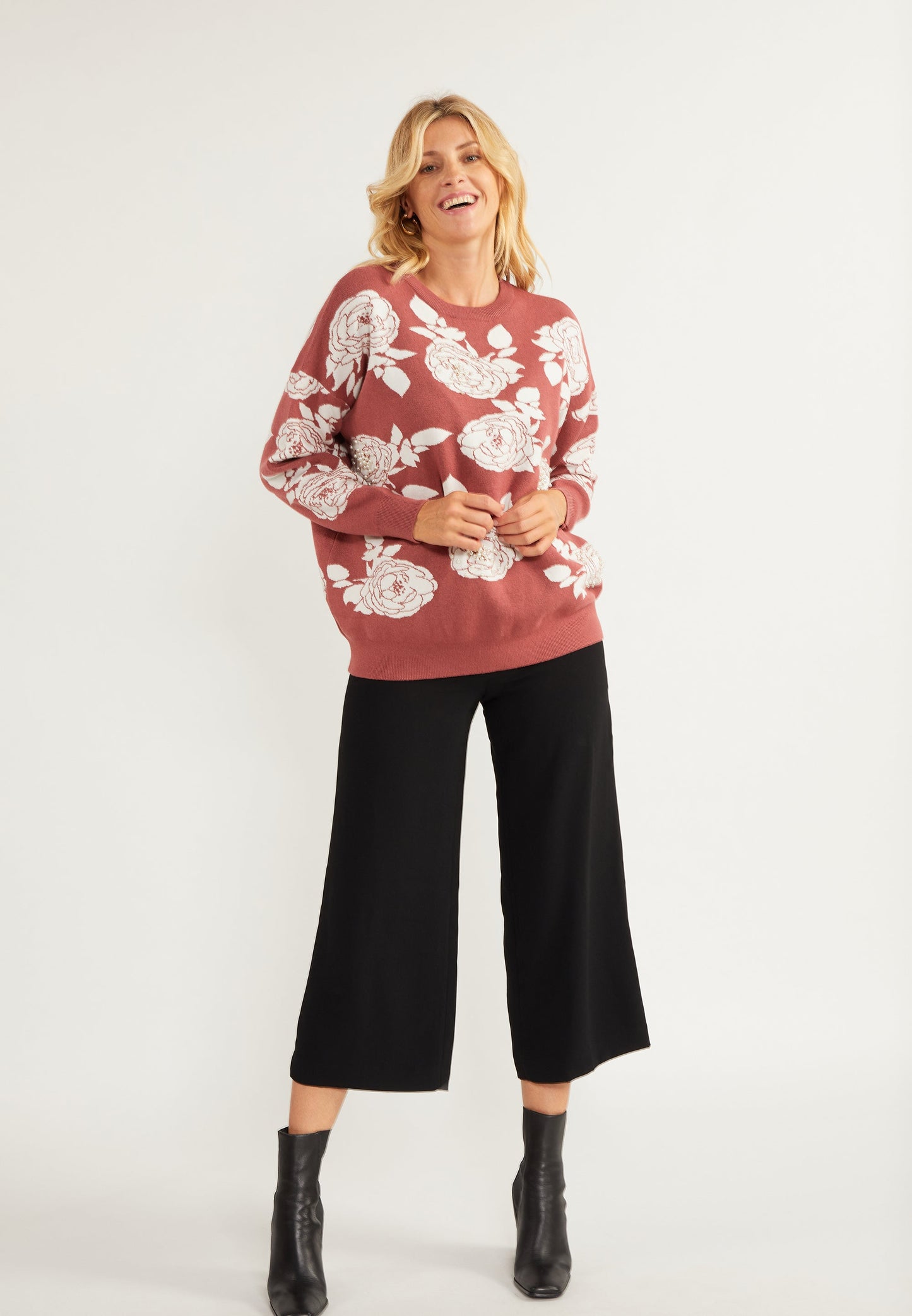 Usha Women's Sweater With Pearls