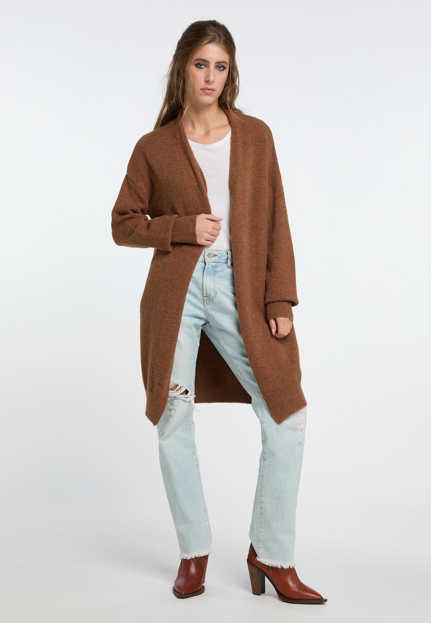 IZIA Damen langer Strickcardigan