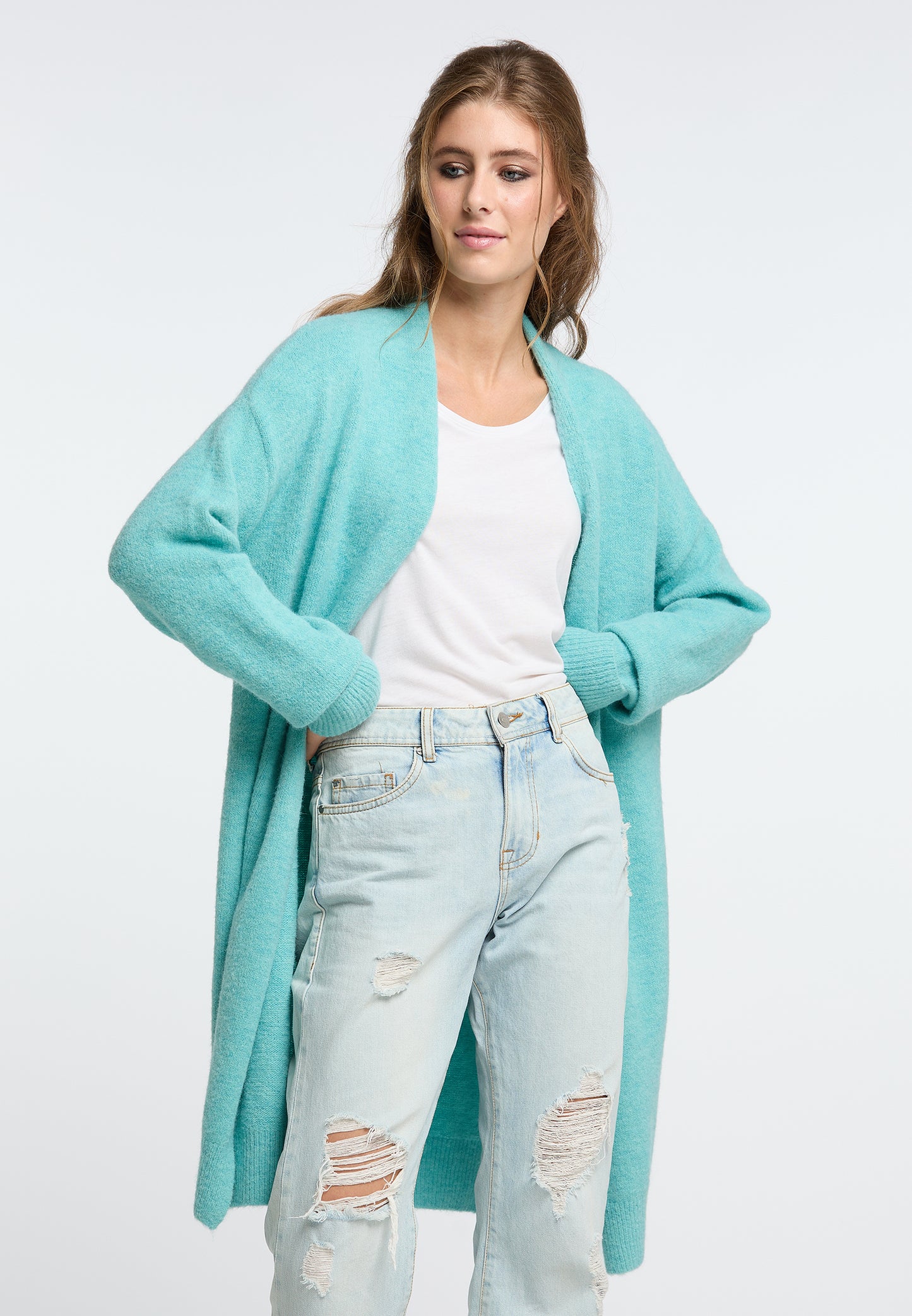 IZIA Damen langer Strickcardigan