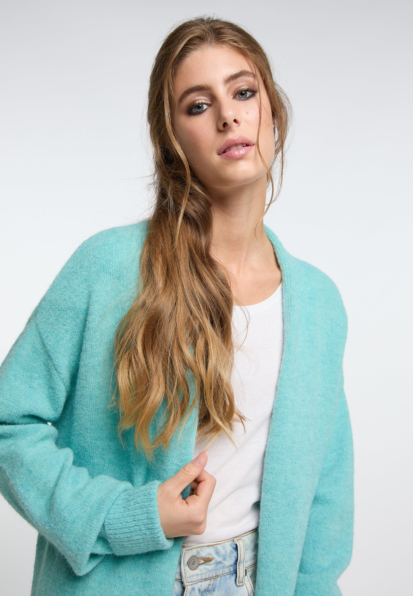 IZIA Damen langer Strickcardigan