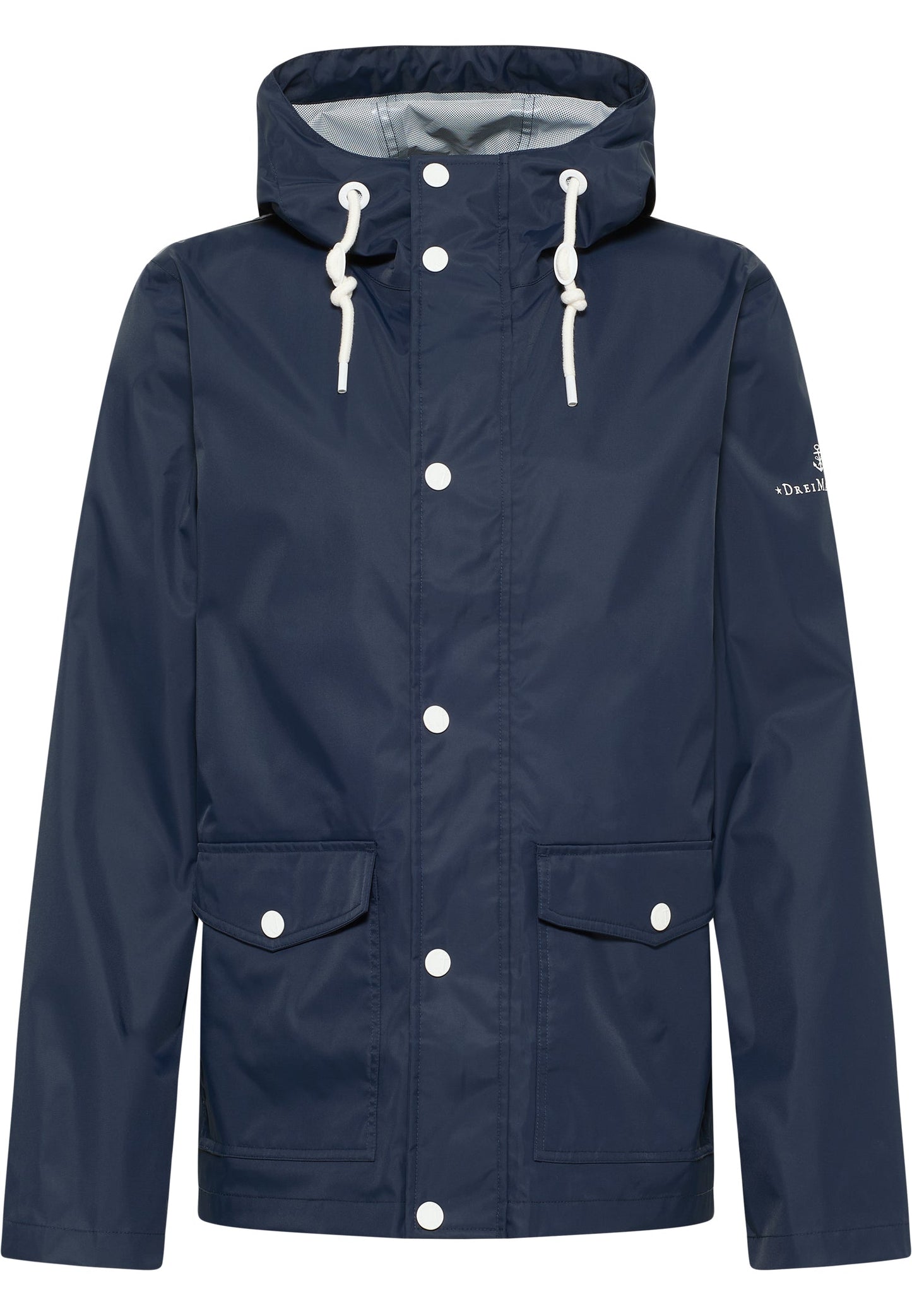 Dreimaster maritim Men's Rain Jacket With A Subtle Print On The Back Of The Outer Fabric