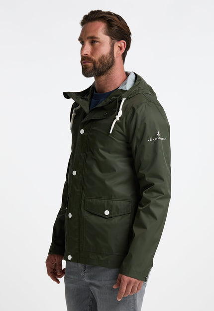 Dreimaster maritim Men's Rain Jacket With A Subtle Print On The Back Of The Outer Fabric