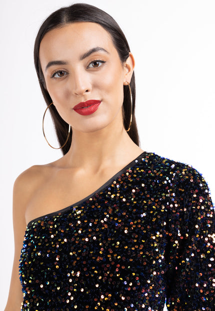 Faina Women's One-Shoulder Sequin Top