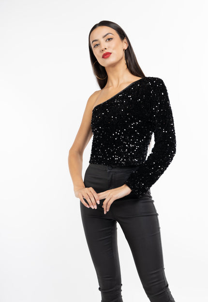 Faina Women's One-Shoulder Sequin Top