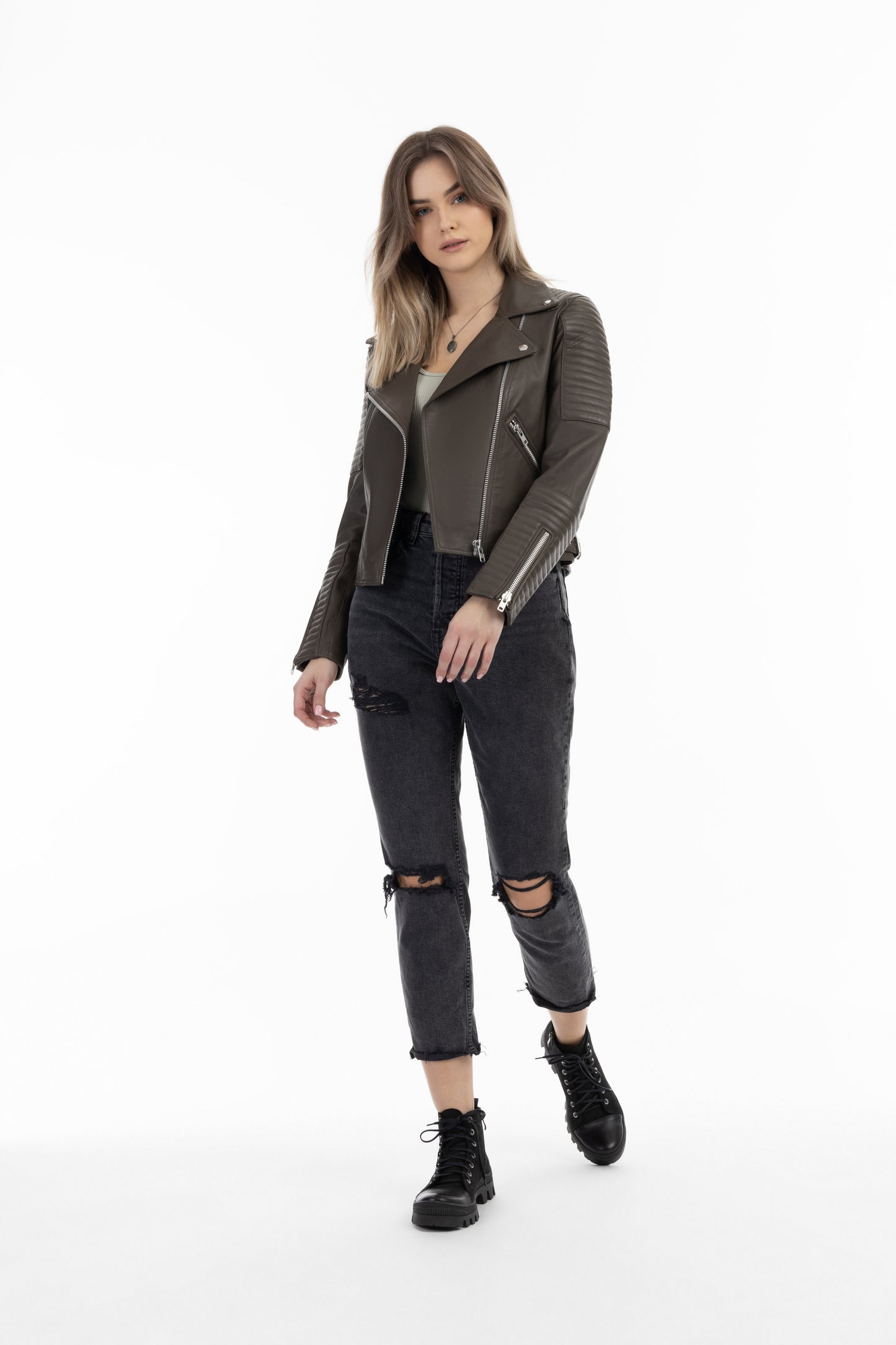 DreiMaster Vintage Women's Leather Biker Jacket