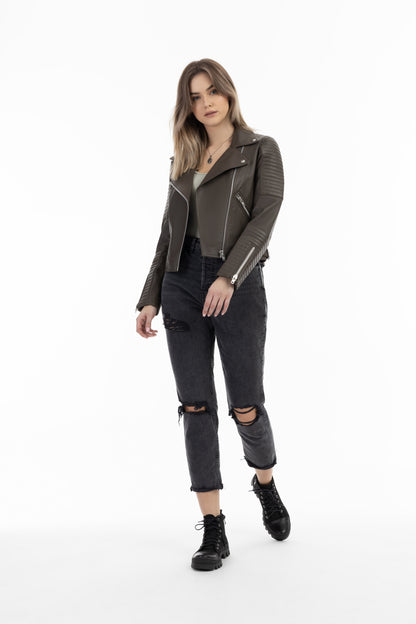 DreiMaster Vintage Women's Leather Biker Jacket