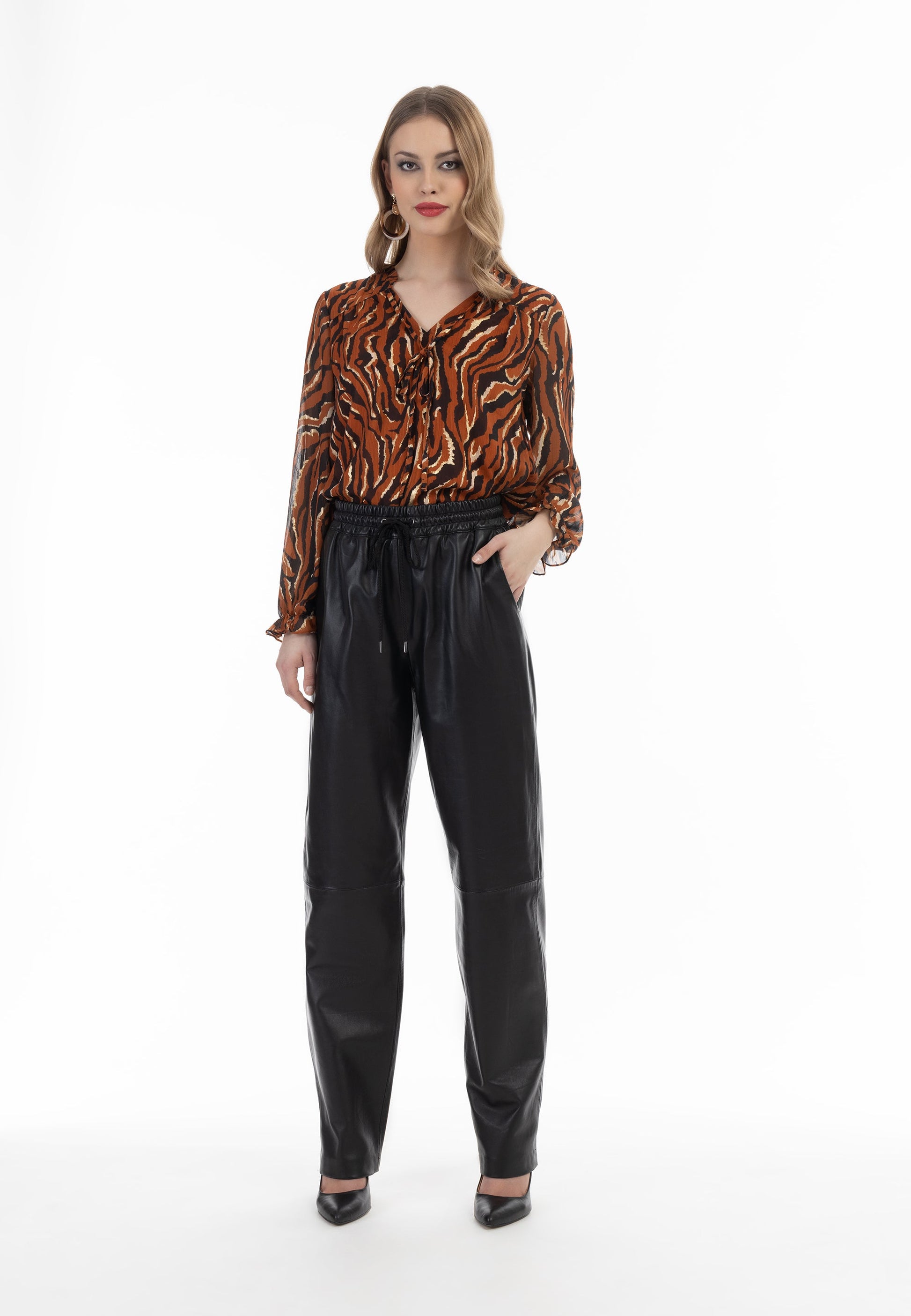 Faina Women's Leather Pants