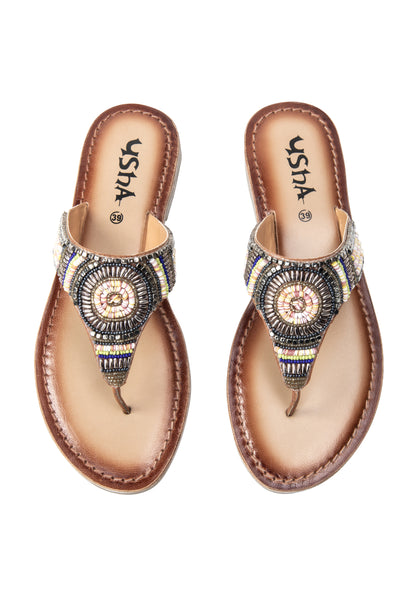 usha FESTIVAL Women's Beaded Sandals
