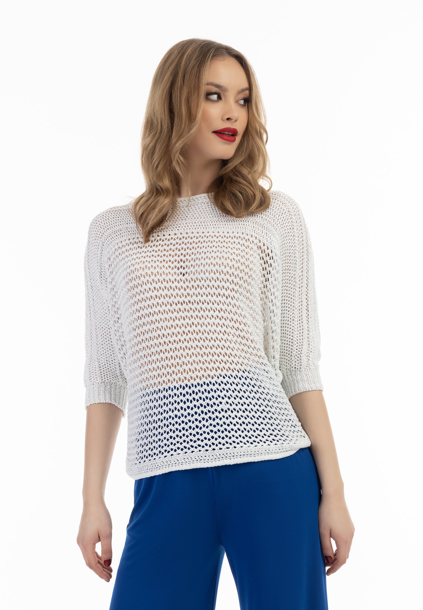 faina Women's Wide Meshed Knitted Sweater
