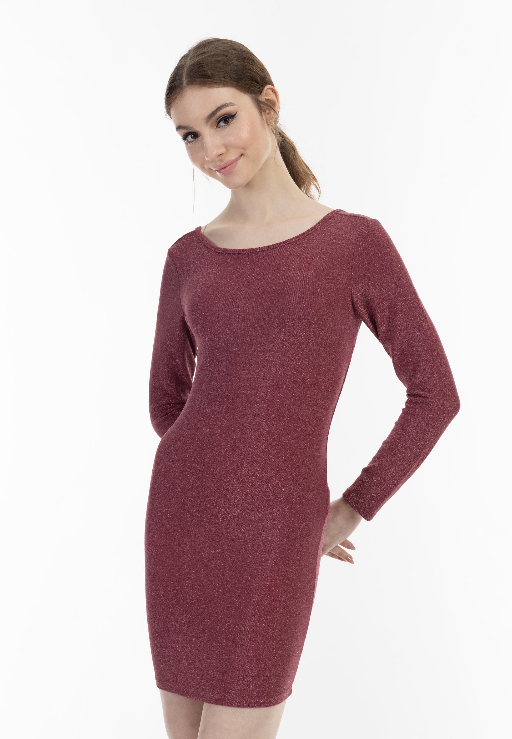 Mymo at night Women's Knitted Long Sleeve Dress Mini