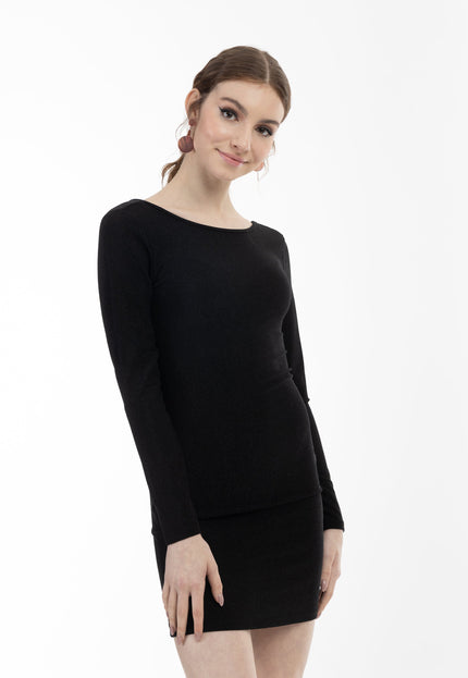 Mymo at night Women's Knitted Long Sleeve Dress Mini