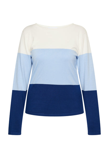 Usha blue label Women's Fine Knit Sweater With Block Stripes