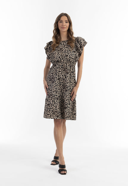 Faina Women's Midi Dress With Leopard Print