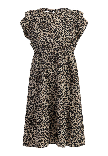 Faina Women's Midi Dress With Leopard Print