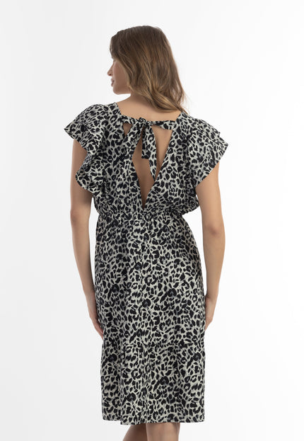 Faina Women's Midi Dress With Leopard Print