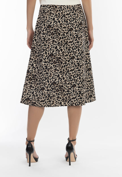 Faina Women's Midi Skirt With Leopard Print